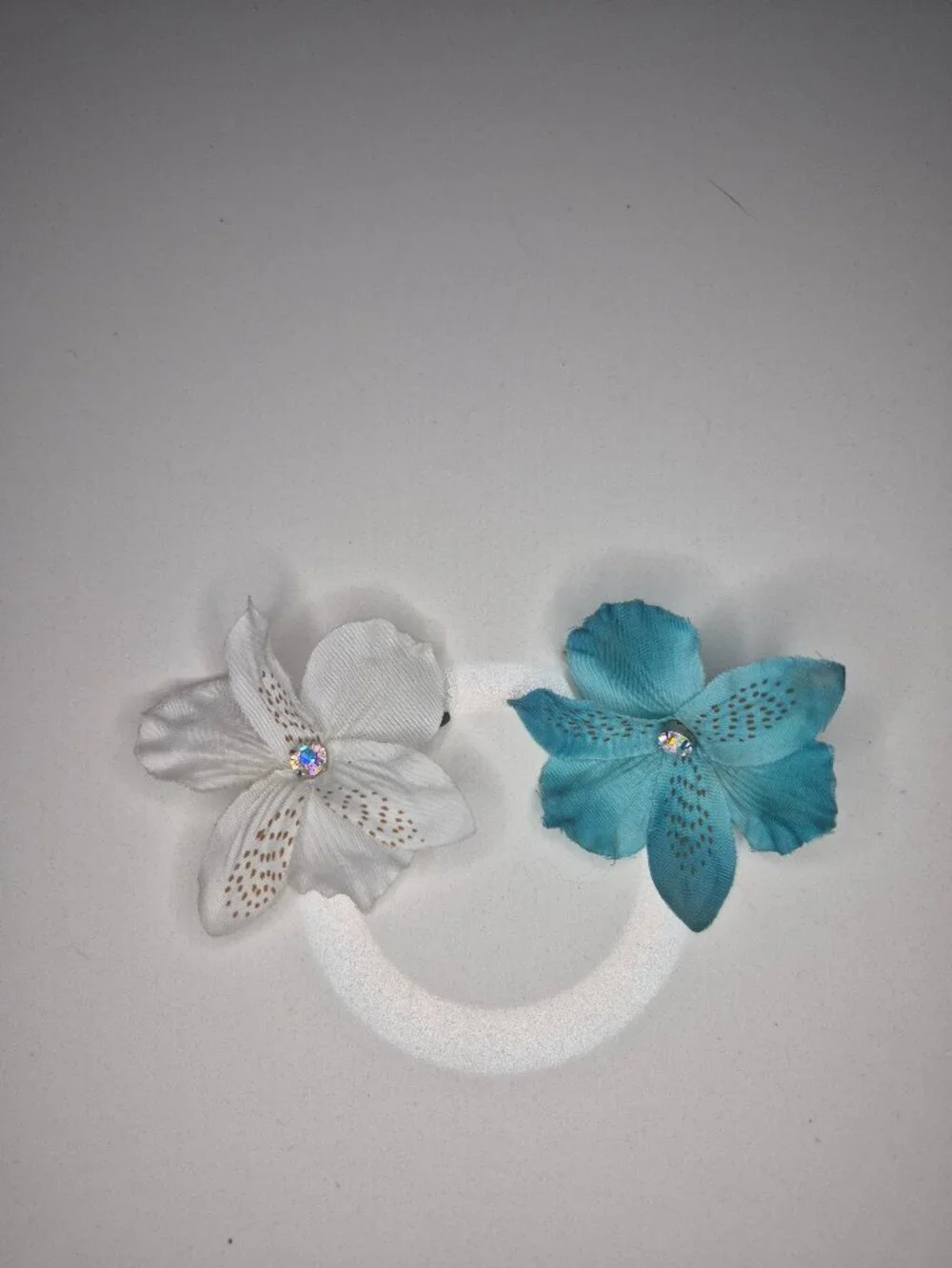 2 White And Blue Flower Hair Clips